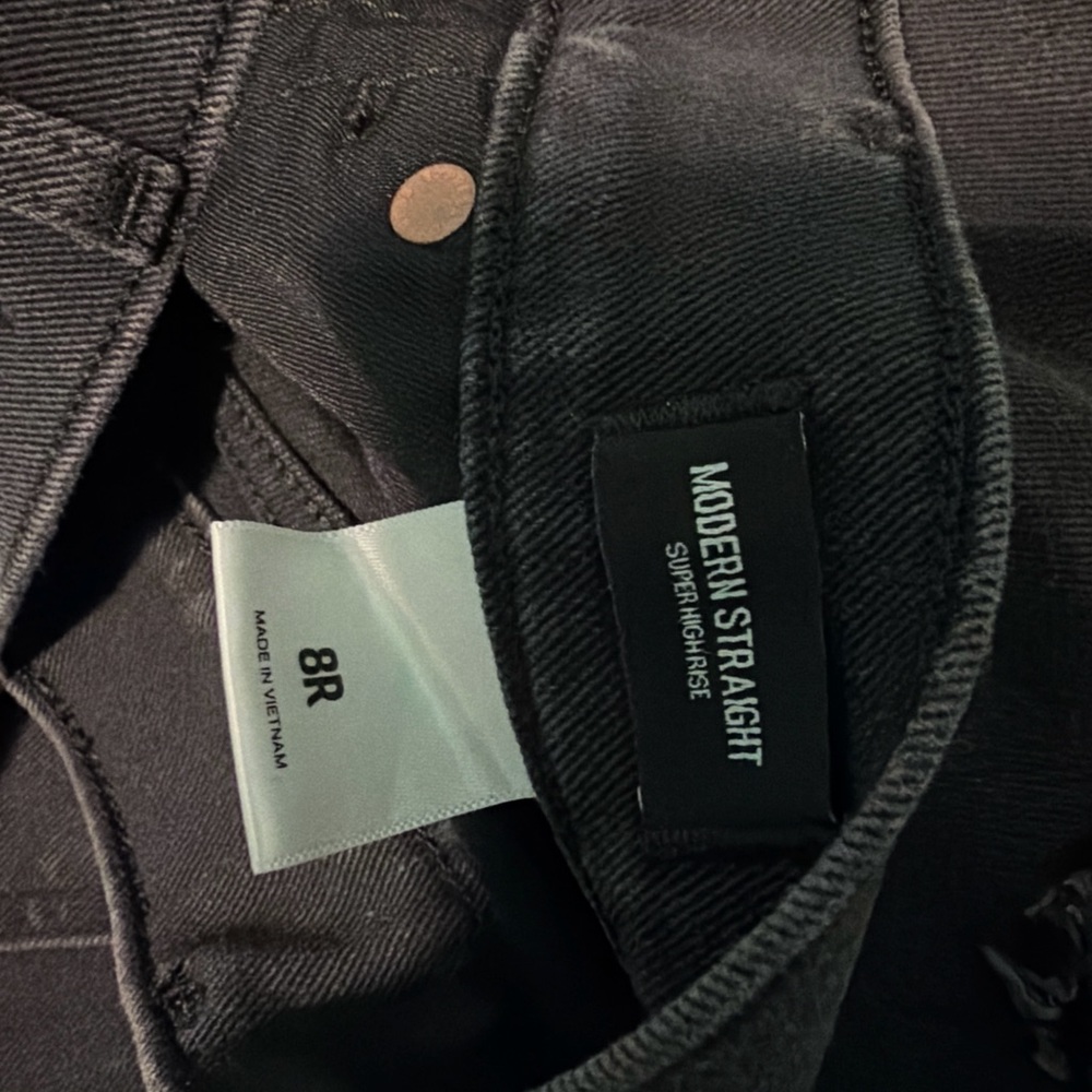 Express Black Distressed Straight Leg Jeans - Picture 2 of 2